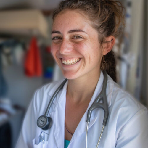 A doctor volunteering in a mobile clinic, providing essential me